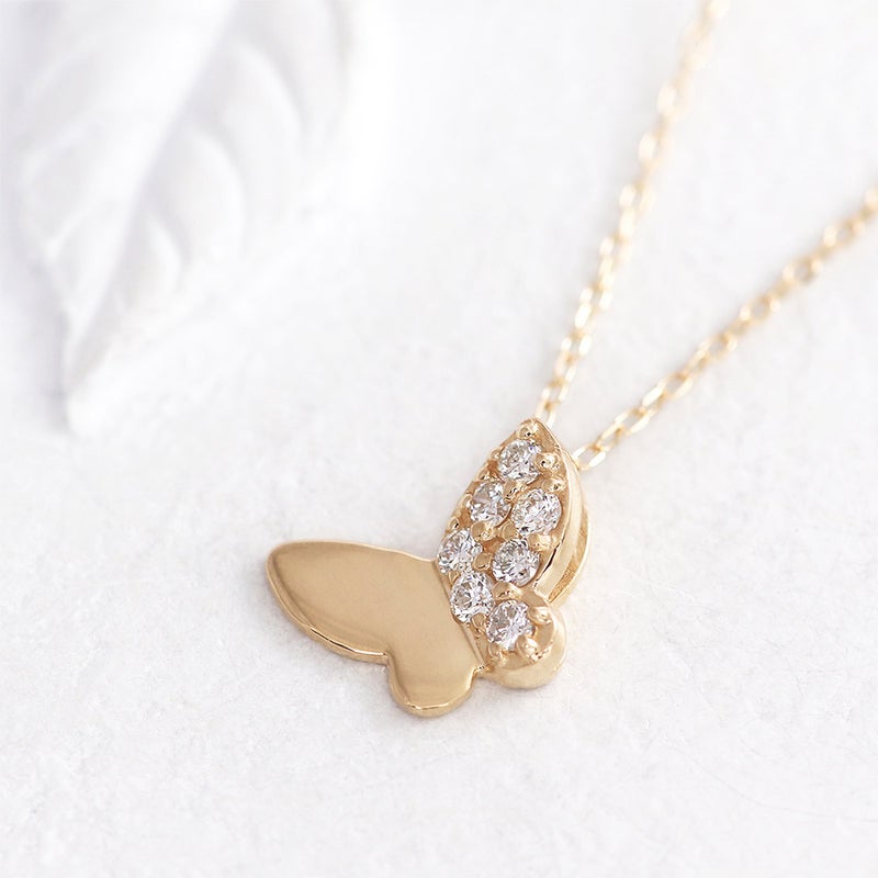 K10PG ダイヤモンド バタフライネックレス_09