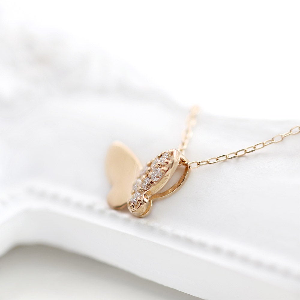 K10PG ダイヤモンド バタフライネックレス_11
