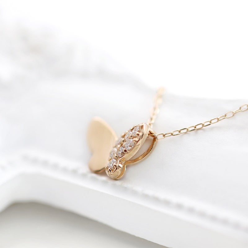 K10PG ダイヤモンド バタフライネックレス_11