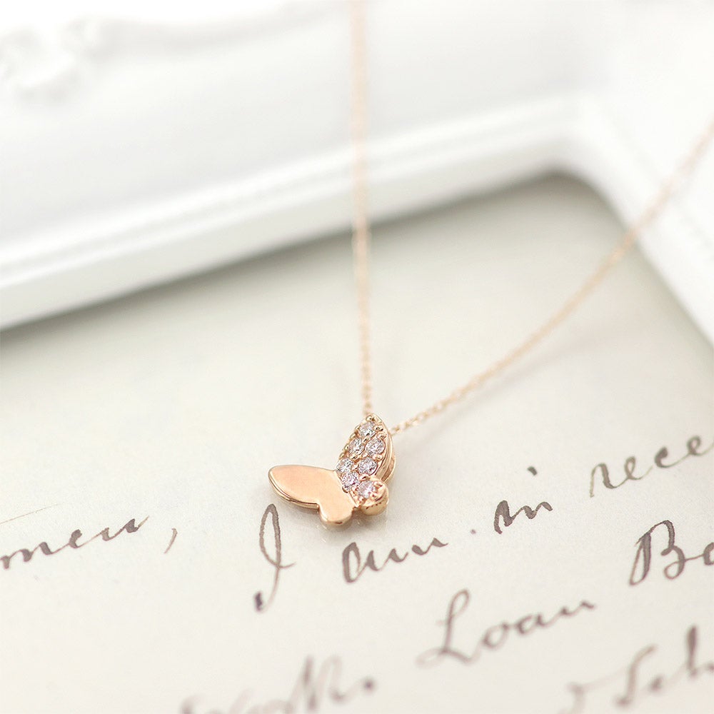 K10PG ダイヤモンド バタフライネックレス_12