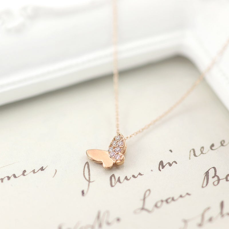 K10PG ダイヤモンド バタフライネックレス_12