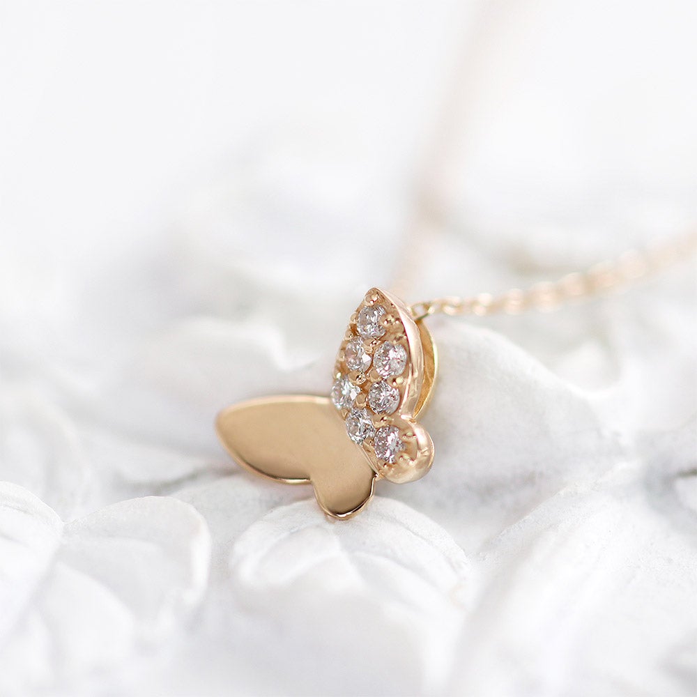 K10PG ダイヤモンド バタフライネックレス_13