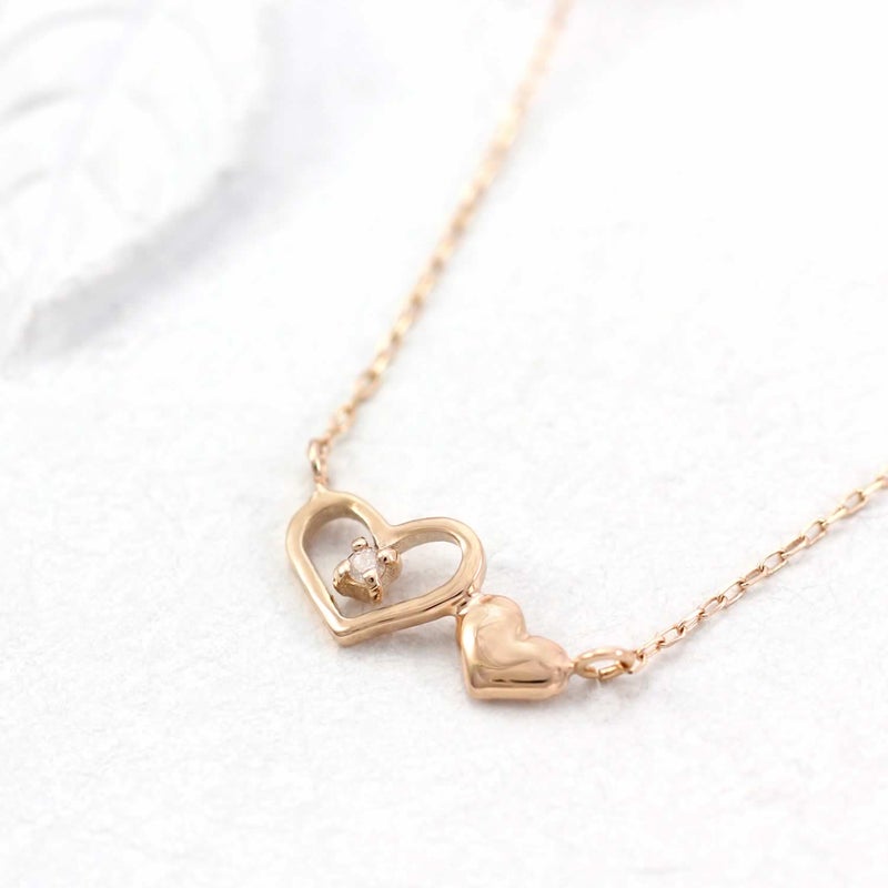 K10PG ダイヤモンド ハート ネックレス_02