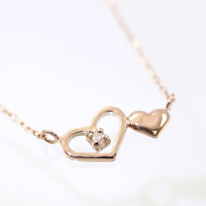 K10PG ダイヤモンド ハート ネックレス_03