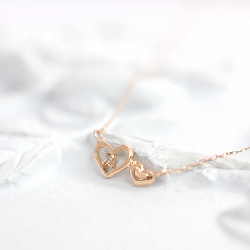 K10PG ダイヤモンド ハート ネックレス_04