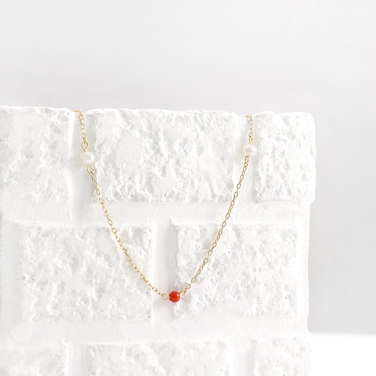 K10YG 珊瑚＆淡水真珠 ステーションネックレス_02