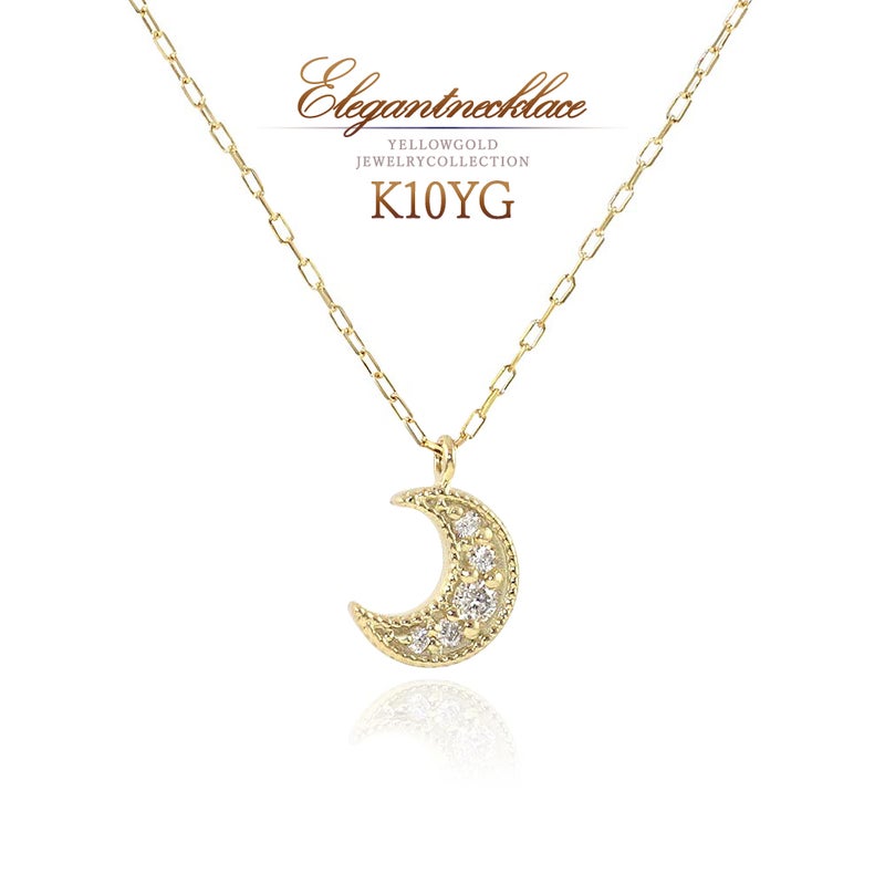 K10YG 三日月 ダイヤモンドネックレス_01
