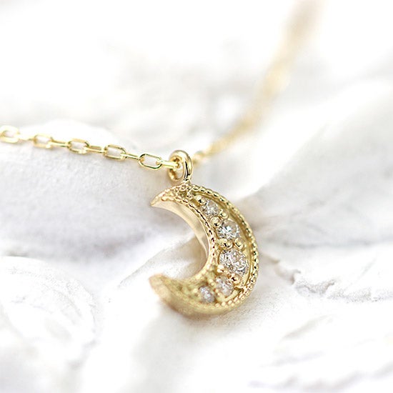 K10YG 三日月 ダイヤモンドネックレス_10
