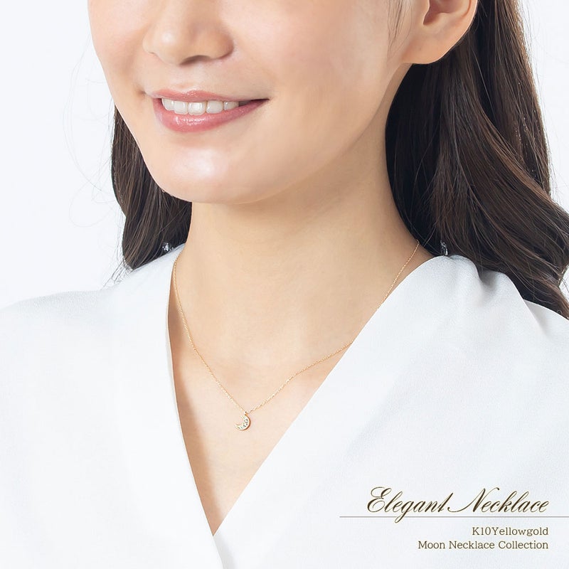 K10YG 三日月 ダイヤモンドネックレス_13
