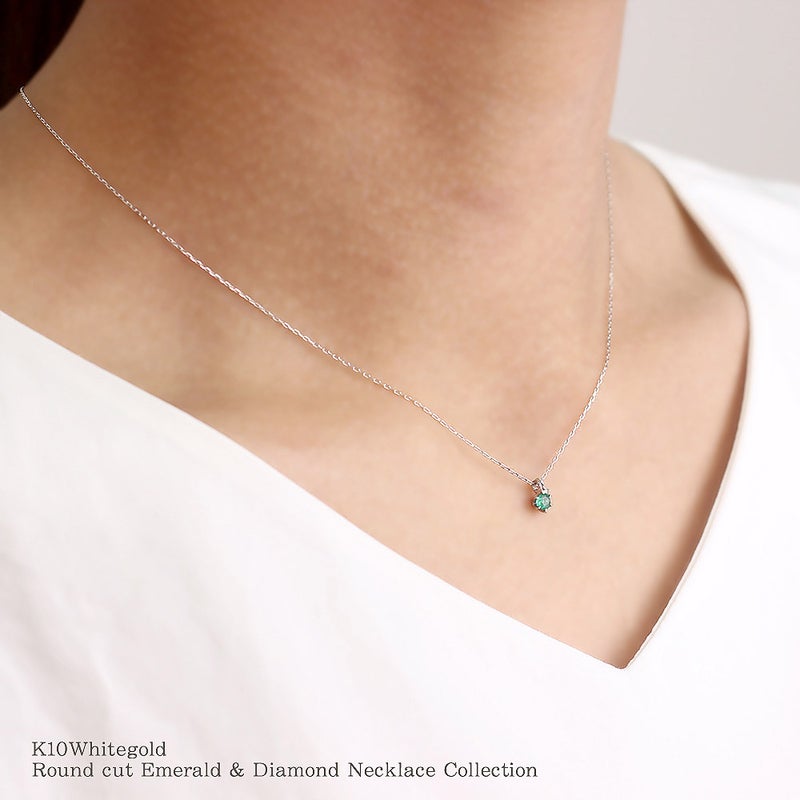 K10WG エメラルド＆ダイヤモンドネックレス_11