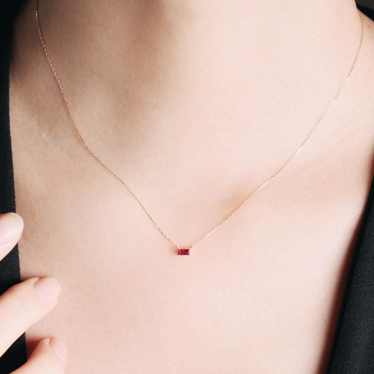 K10PG 長方形 ルビーネックレス | Jewelry ROLA（ジュエリーローラ）