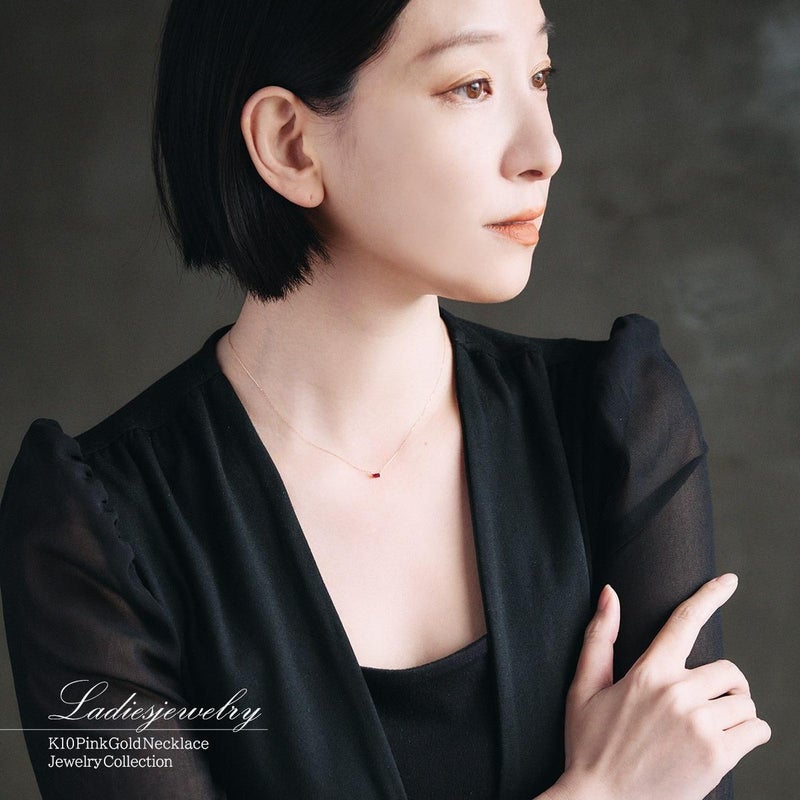 K10PG 長方形 ルビーネックレス_13
