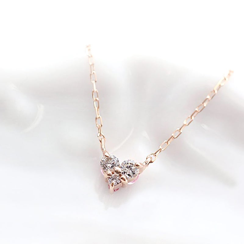 心葉 ダイヤモンド＆ピンクサファイア ハートネックレス K10_02