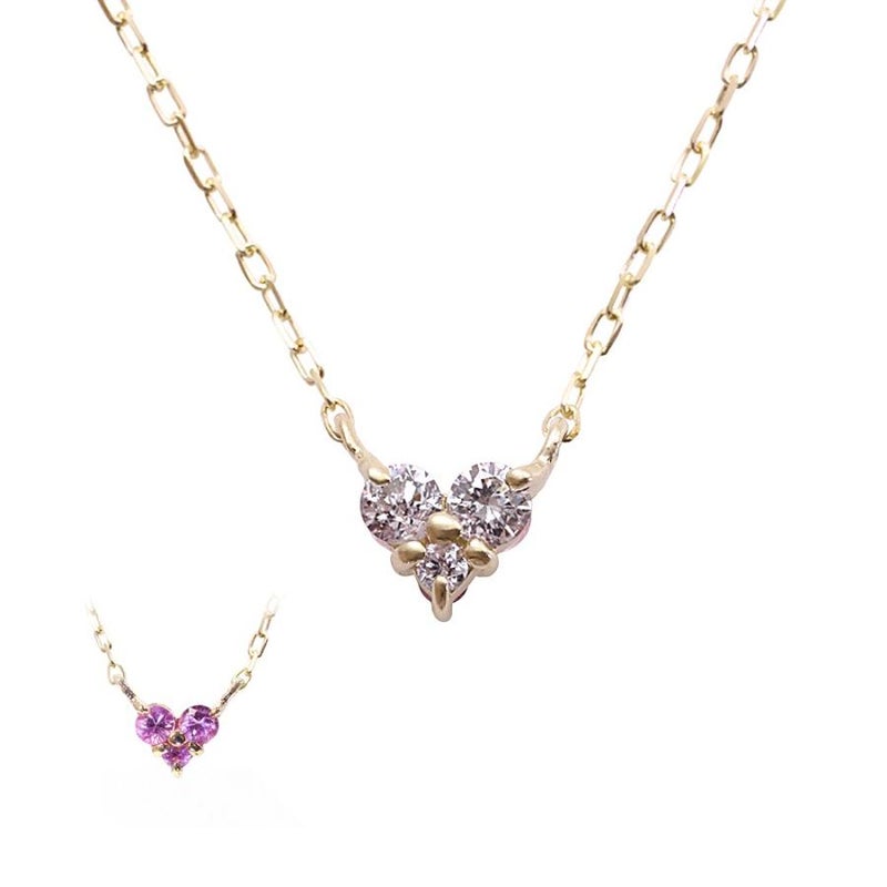 心葉 ダイヤモンド＆ピンクサファイア ハートネックレス K10_22
