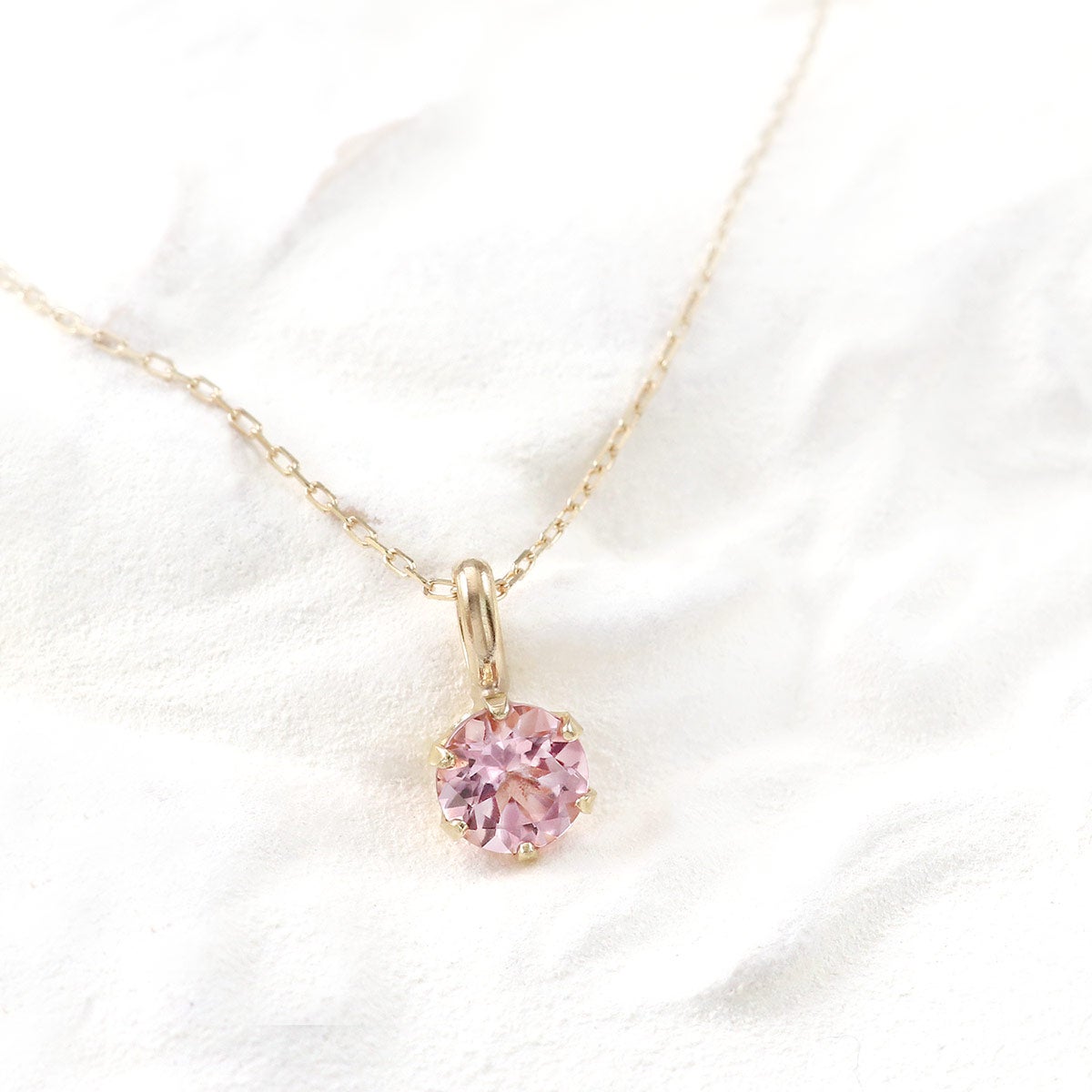 K10YG 一粒 ピンクトルマリンネックレス 10月誕生石_02