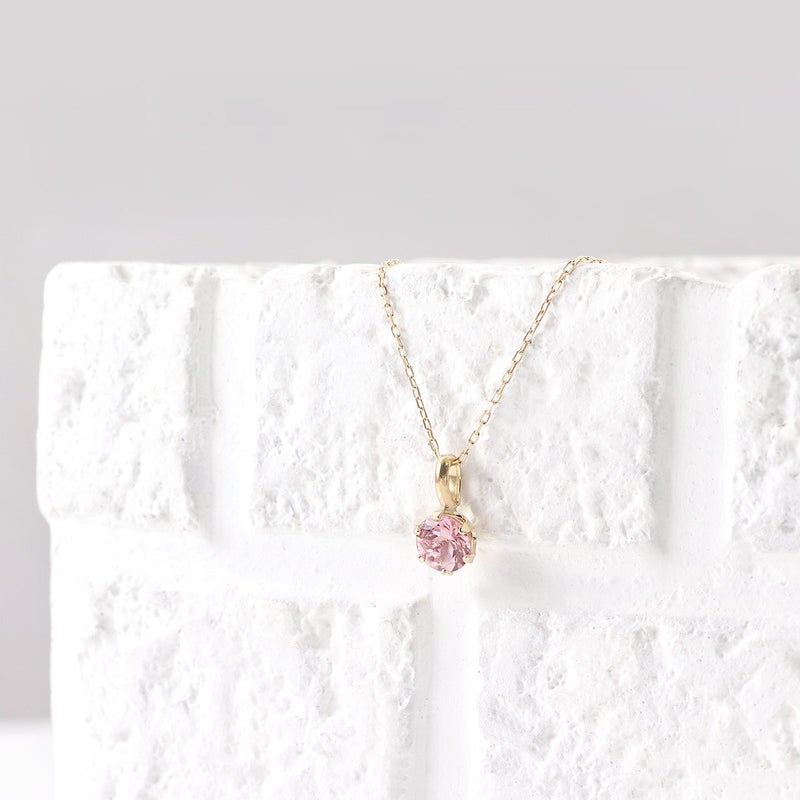 K10YG 一粒 ピンクトルマリンネックレス 10月誕生石_03