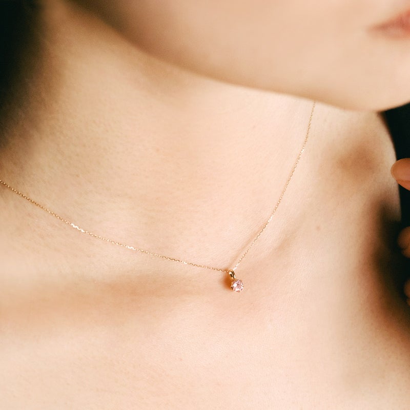 K10YG 一粒 ピンクトルマリンネックレス 10月誕生石_04