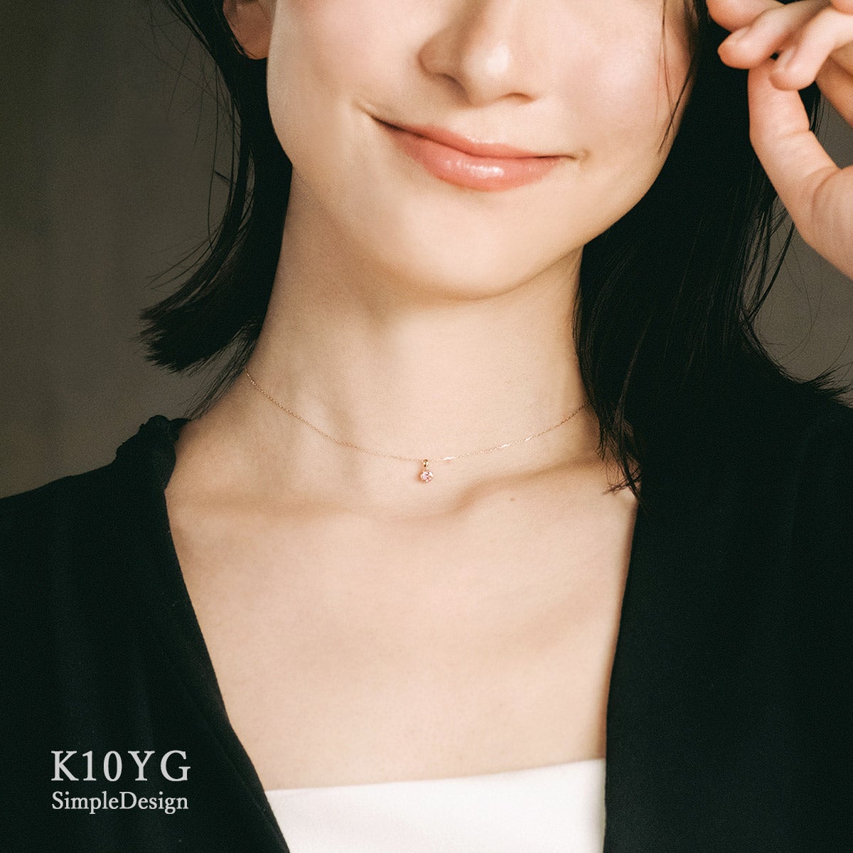 K10YG 一粒 ピンクトルマリンネックレス 10月誕生石_09