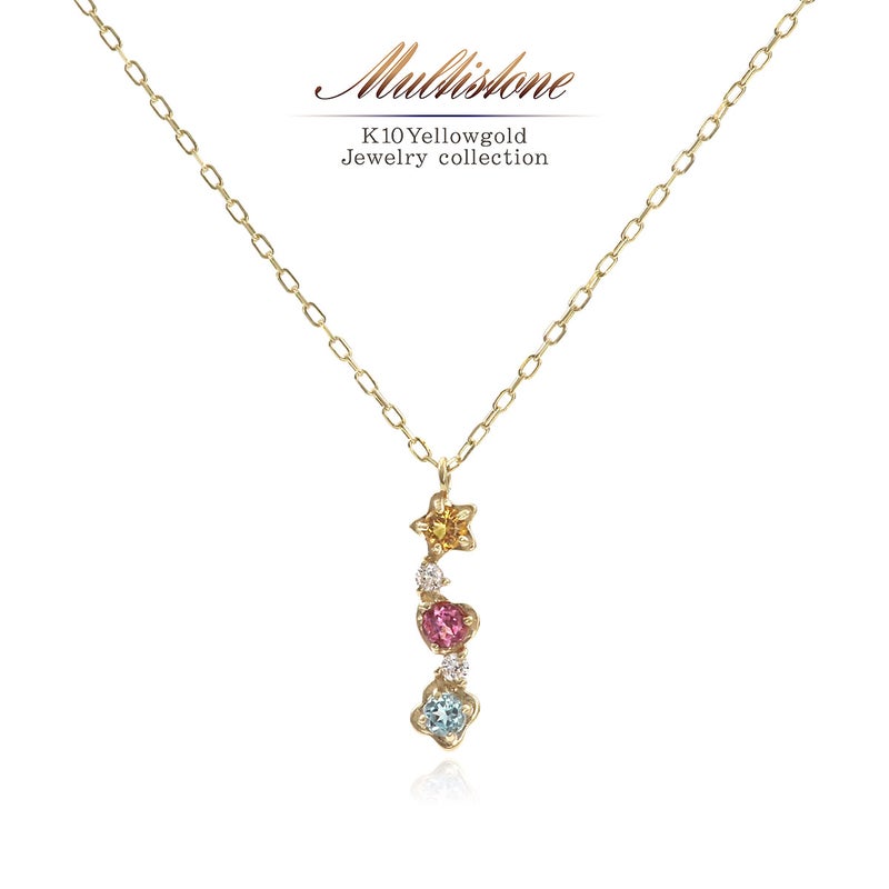 K10YG ダイヤモンド＆シトリン＆トルマリン＆トパーズ ネックレス_01