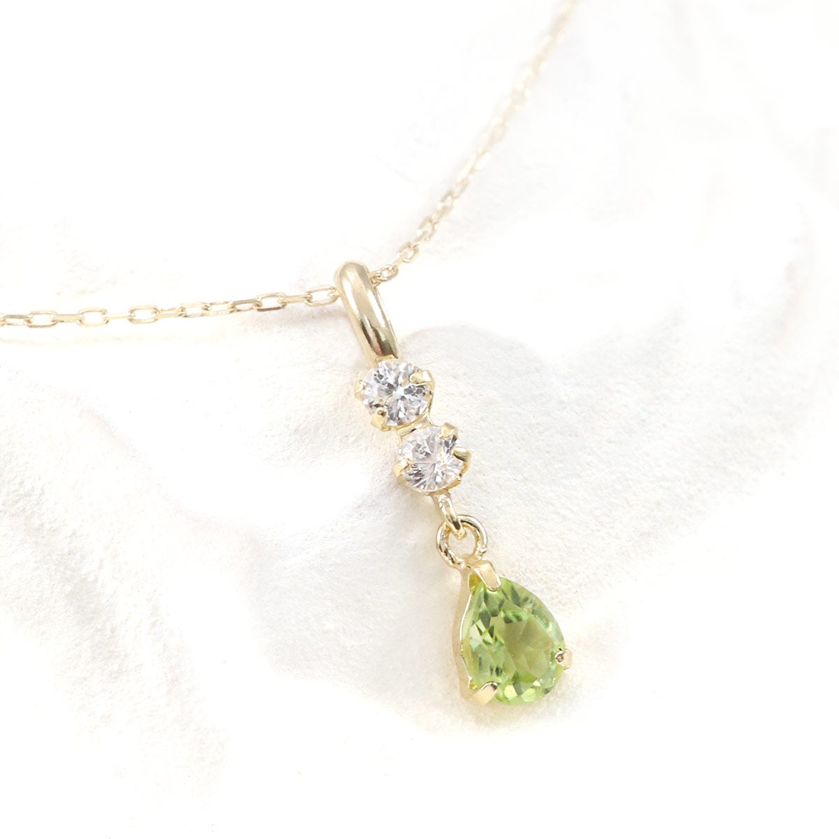 K10YG ホワイトトパーズ＆ペリドット ネックレス 11月誕生石_02