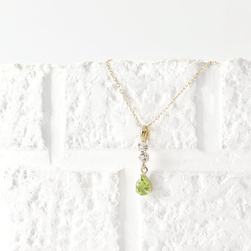 K10YG ホワイトトパーズ＆ペリドット ネックレス 11月誕生石_03