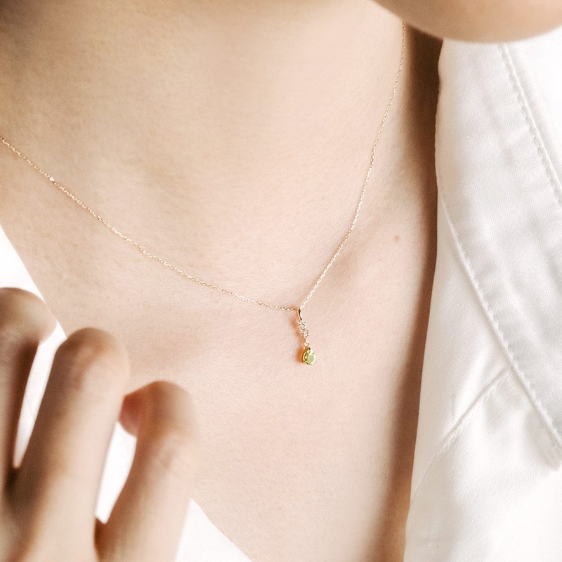 K10YG ホワイトトパーズ＆ペリドット ネックレス 11月誕生石_04