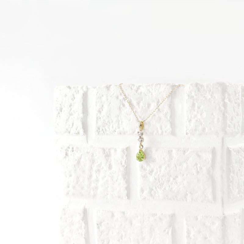 K10YG ホワイトトパーズ＆ペリドット ネックレス 11月誕生石_09