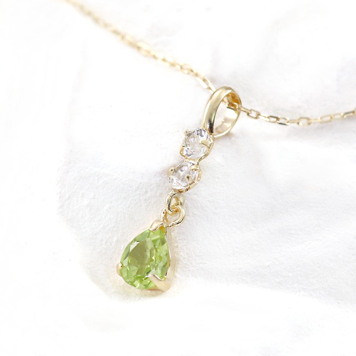 K10YG ホワイトトパーズ＆ペリドット ネックレス 11月誕生石_10