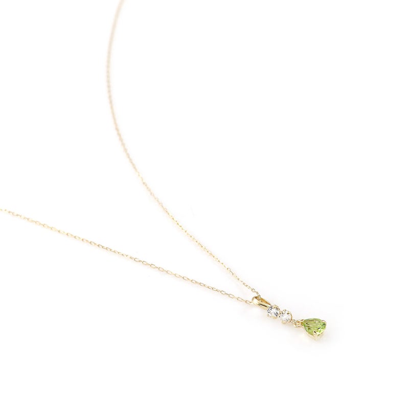 K10YG ホワイトトパーズ＆ペリドット ネックレス 11月誕生石_11