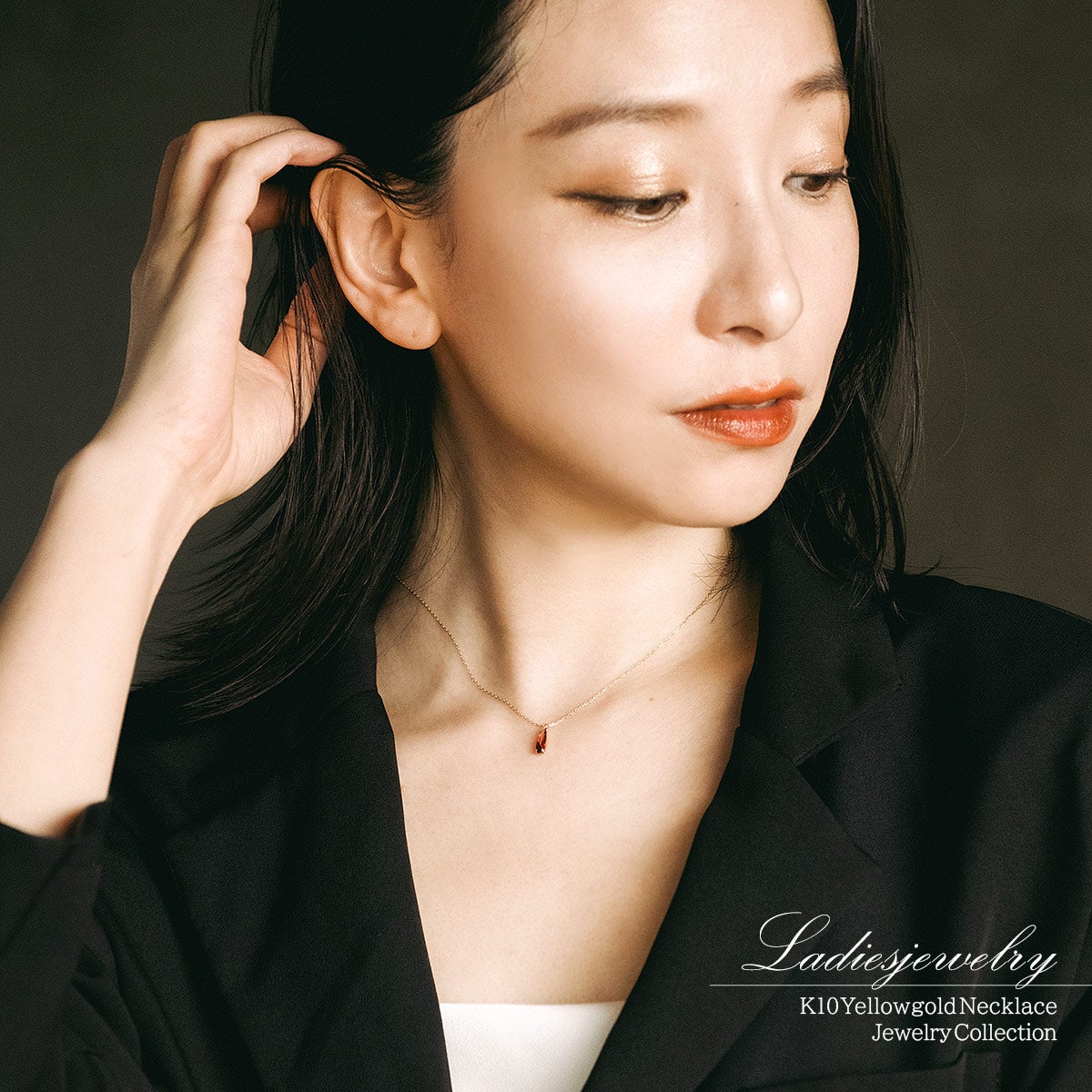 K10YG ティアドロップ 一粒 ガーネットネックレス_12