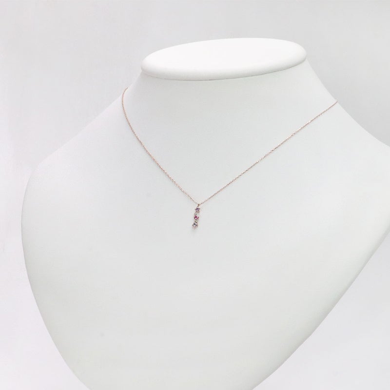 K10PG ダイヤモンド＆アメジスト＆ロードライトガーネット＆アイオライト ネックレス_10