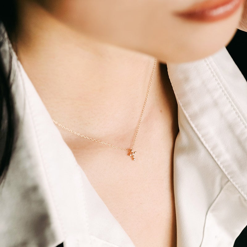 心葉 ダイヤモンド＆ピンクダイヤモンド クロスネックレス K10_04