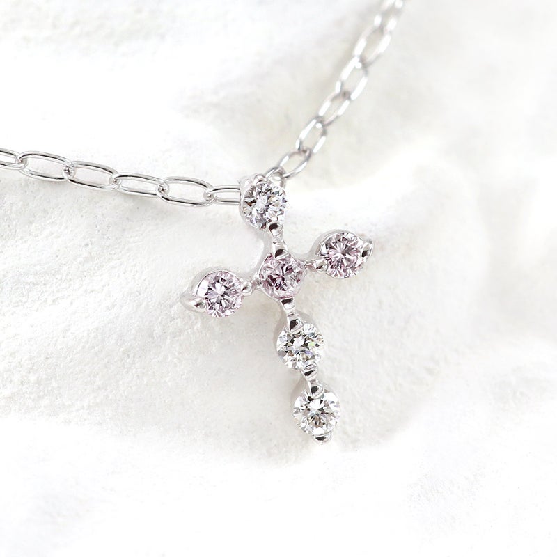 心葉 ダイヤモンド＆ピンクダイヤモンド クロスネックレス K10_10