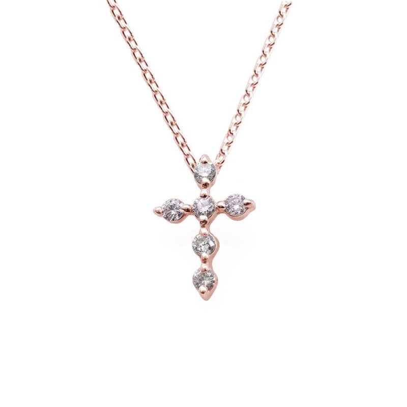 心葉 ダイヤモンド＆ピンクダイヤモンド クロスネックレス K10_21
