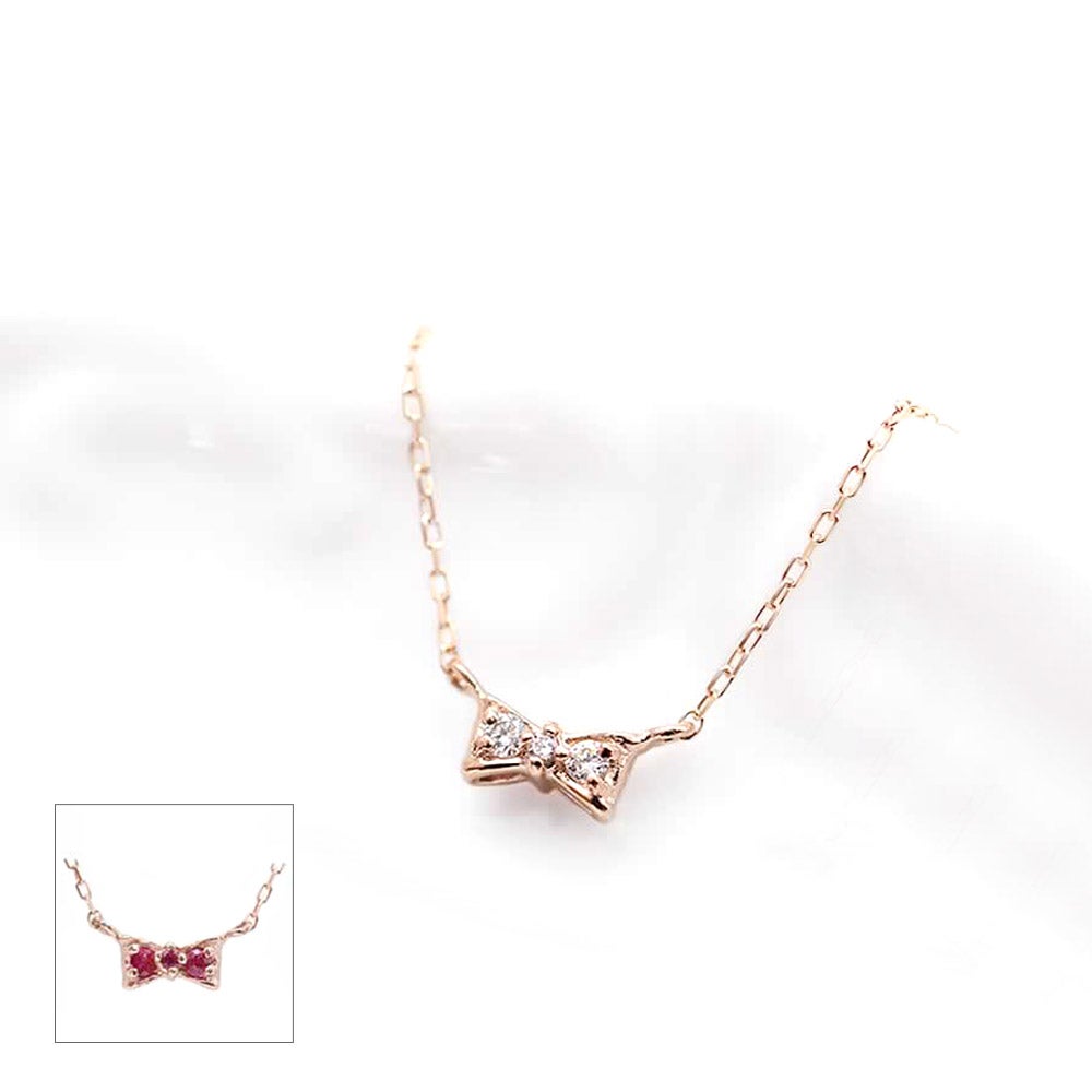 心葉 ダイヤモンド＆ルビー リボンネックレス K10_02