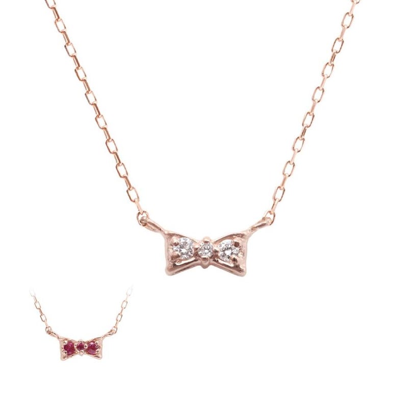 心葉 ダイヤモンド＆ルビー リボンネックレス K10_21