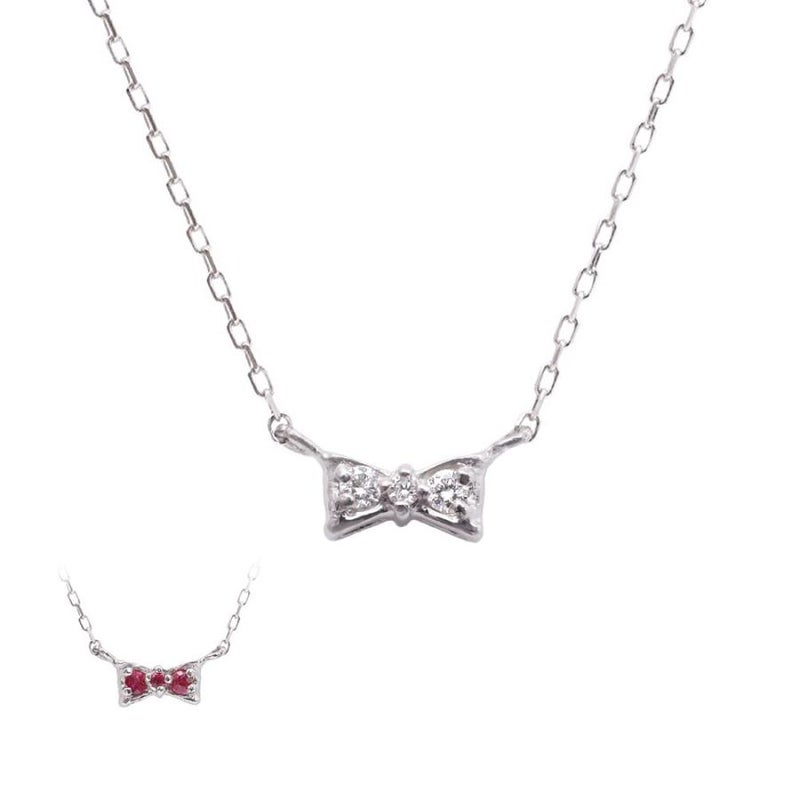 心葉 ダイヤモンド＆ルビー リボンネックレス K10_23