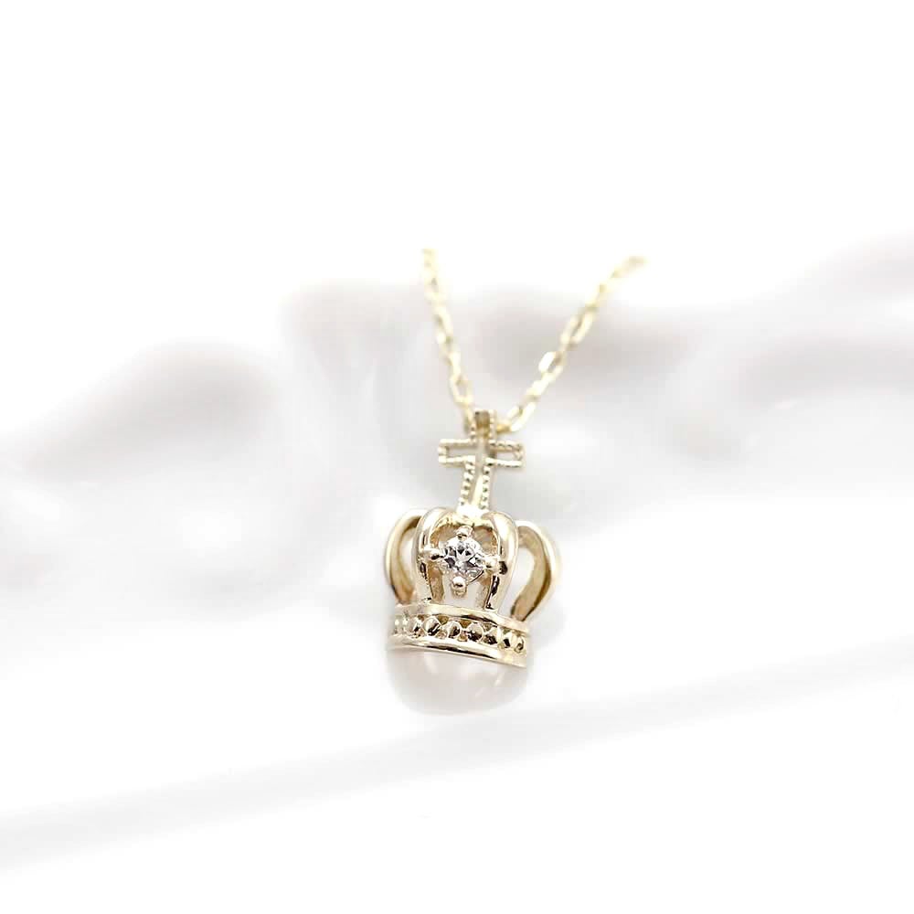 心葉 ホワイトトパーズ 王冠 ロングネックレス K10 11月誕生石_02