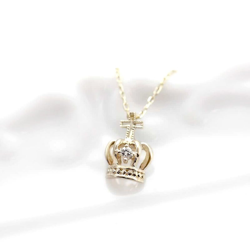 心葉 ホワイトトパーズ 王冠 ロングネックレス K10 11月誕生石_02