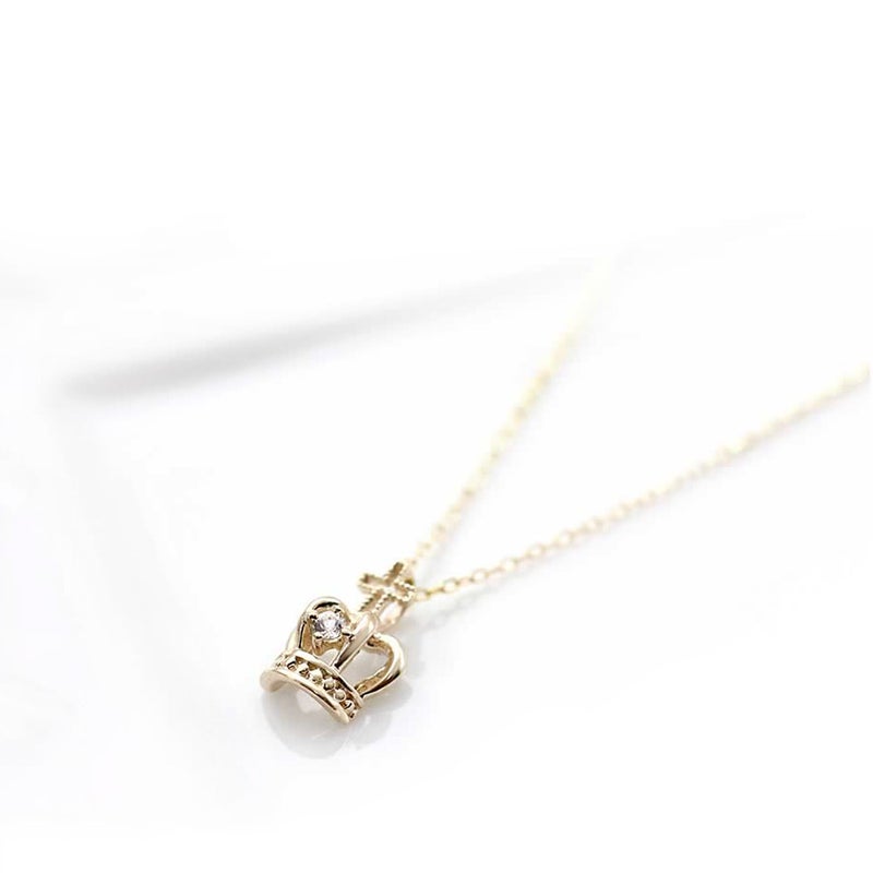 心葉 ホワイトトパーズ 王冠 ロングネックレス K10 11月誕生石_03