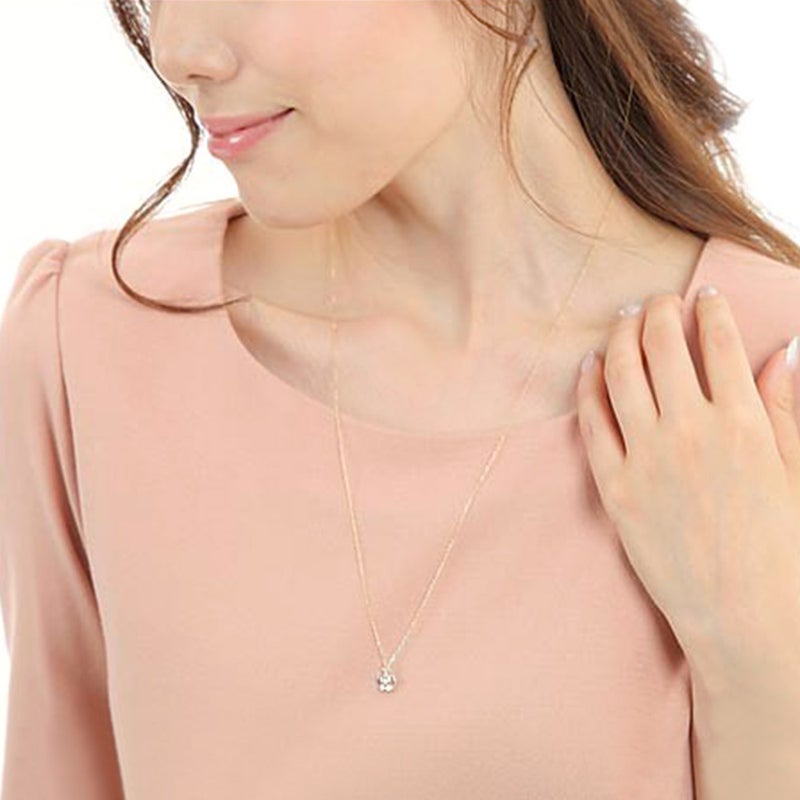 心葉 ホワイトトパーズ 王冠 ロングネックレス K10 11月誕生石_04