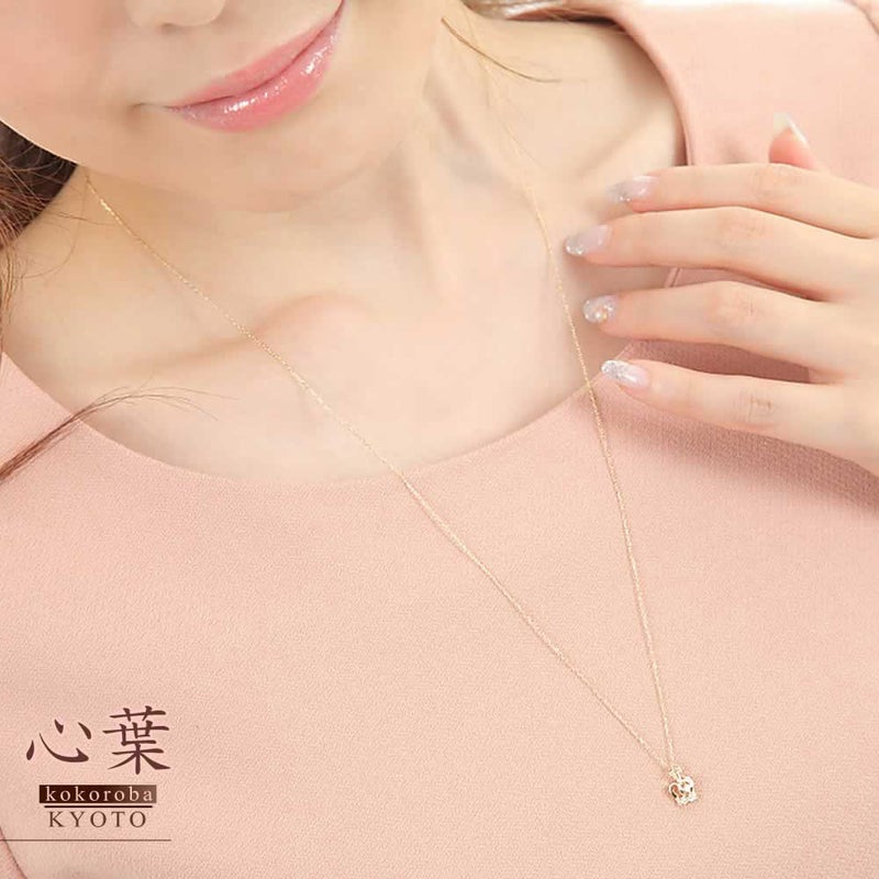 心葉 ホワイトトパーズ 王冠 ロングネックレス K10 11月誕生石_10