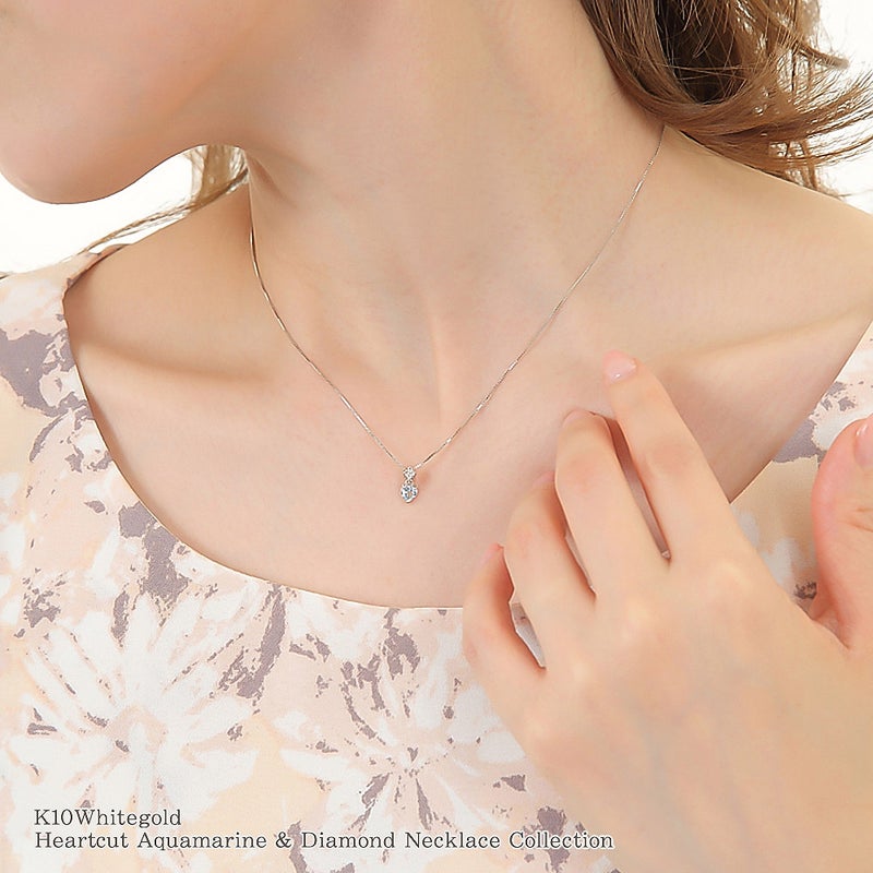 K10WG ダイヤモンド＆アクアマリン ネックレス_11