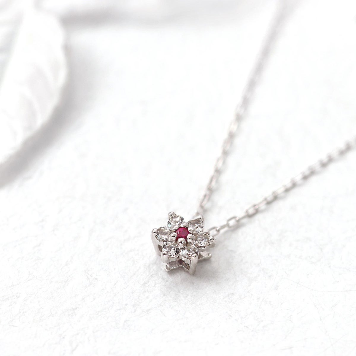 K10WG ルビー＆ホワイトトパーズ ネックレス 11月誕生石_02