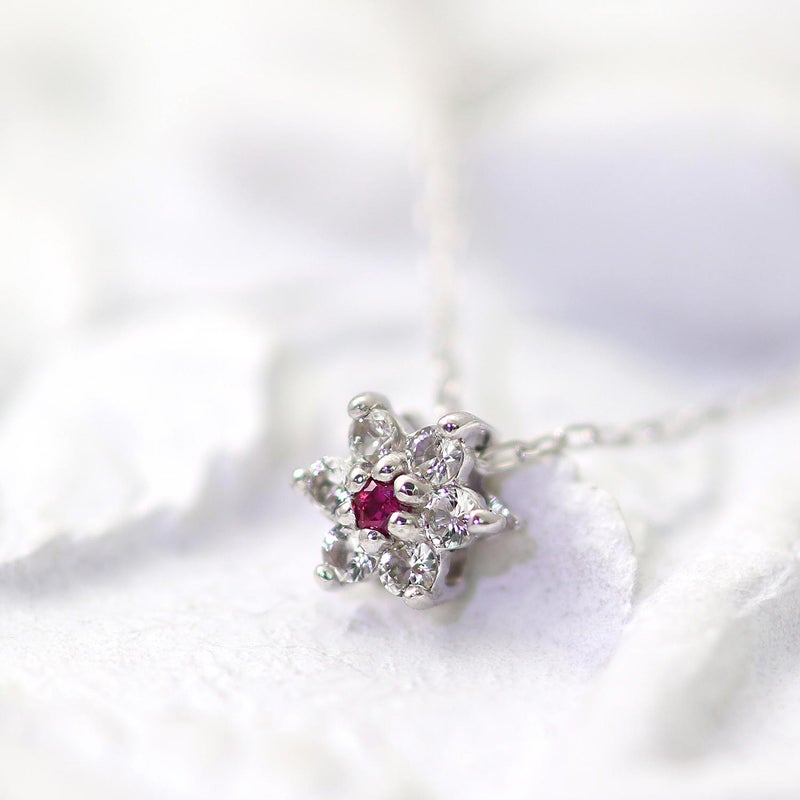 K10WG ルビー＆ホワイトトパーズ ネックレス 11月誕生石_04