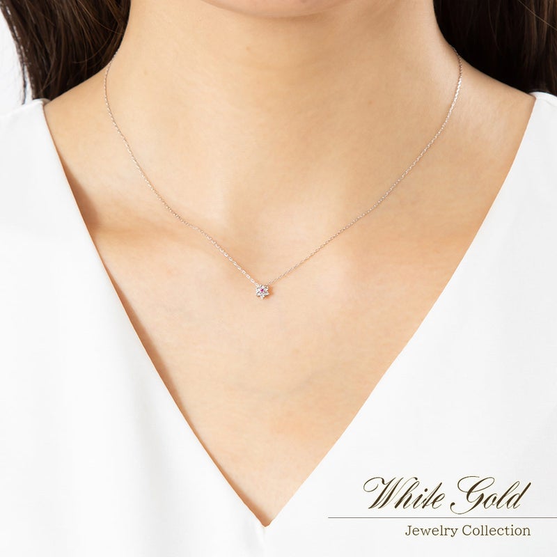 K10WG ルビー＆ホワイトトパーズ ネックレス 11月誕生石_05