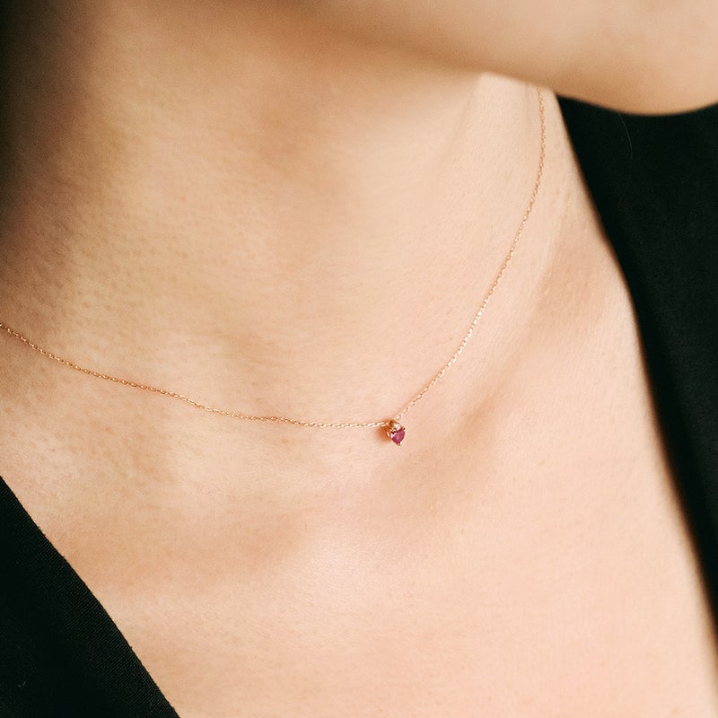 心葉 ルビー＆ダイヤモンド ハートネックレス K10_04