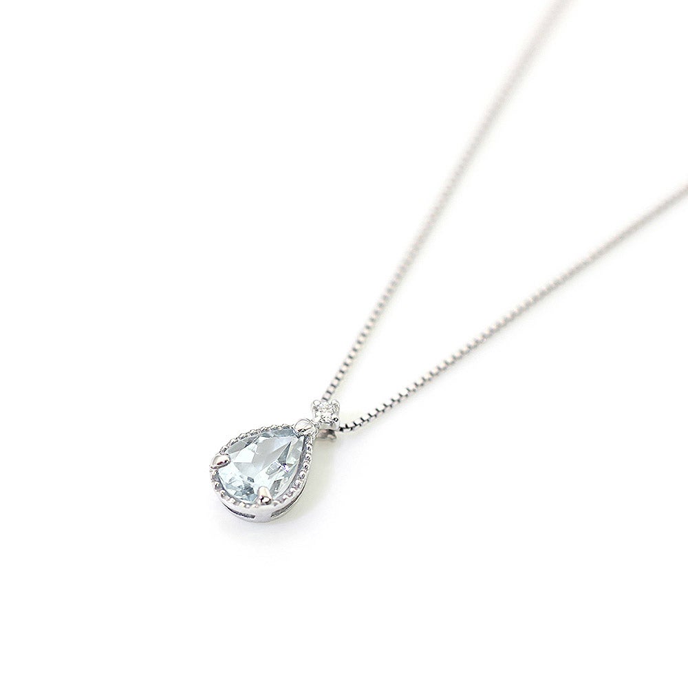 K10WG アクアマリン&ダイヤモンド ネックレス_02