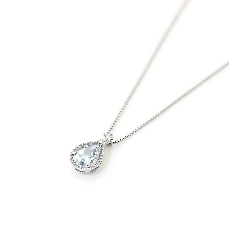 K10WG アクアマリン&ダイヤモンド ネックレス_02