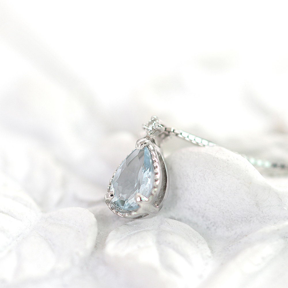 K10WG アクアマリン&ダイヤモンド ネックレス_04